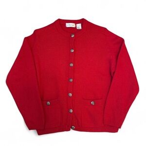 Vtg Lord & Taylor Angora Red Cardigan